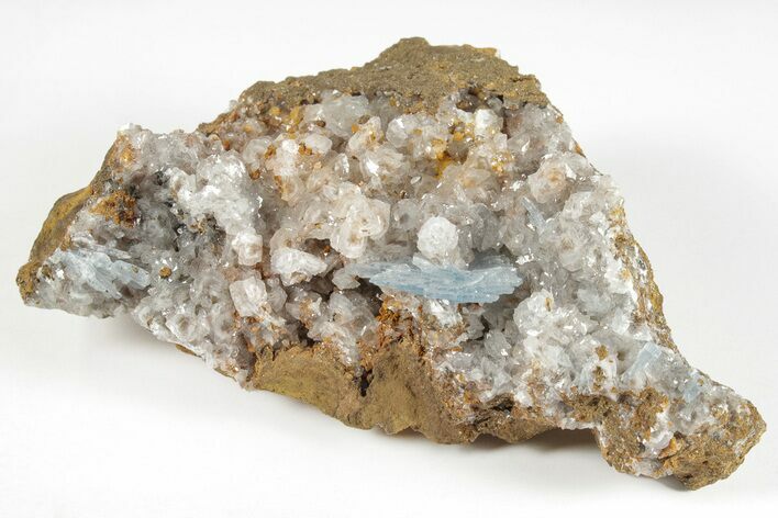 Blue Bladed Barite Crystal Clusters with Calcite - Morocco #204050